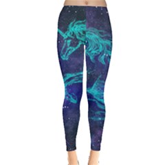 Dark Purple Unicorn On Space Leggings  by PattyVilleDesigns