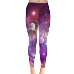 Dark Magenta Science Stars Moon Space Leggings  by PattyVilleDesigns