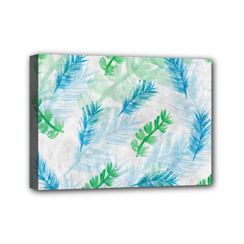 Pattern Feather Fir Colorful Color Mini Canvas 7  X 5  (stretched) by Pakrebo