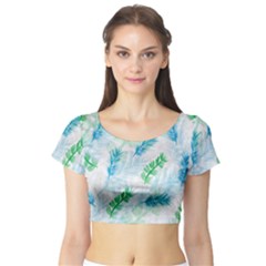 Pattern Feather Fir Colorful Color Short Sleeve Crop Top by Pakrebo