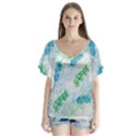 Pattern Feather Fir Colorful Color V-Neck Flutter Sleeve Top View1