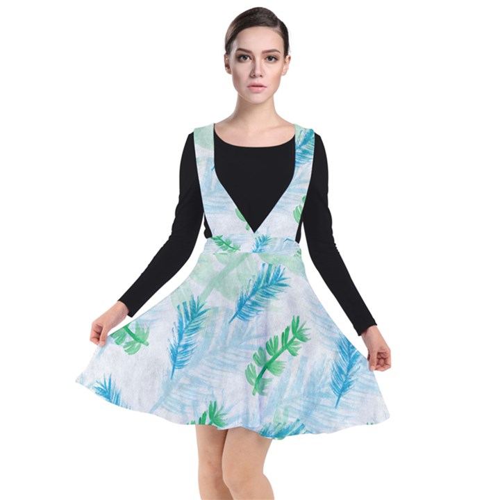 Pattern Feather Fir Colorful Color Plunge Pinafore Dress