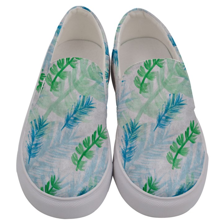 Pattern Feather Fir Colorful Color Men s Canvas Slip Ons