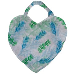 Pattern Feather Fir Colorful Color Giant Heart Shaped Tote