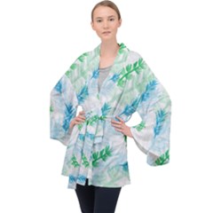 Pattern Feather Fir Colorful Color Velvet Kimono Robe