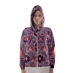 Background Floral Flower Stylised Hooded Windbreaker (women) by Pakrebo