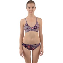 Background Floral Flower Stylised Wrap Around Bikini Set