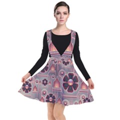 Background Floral Flower Stylised Plunge Pinafore Dress