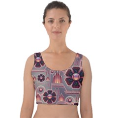 Background Floral Flower Stylised Velvet Crop Top