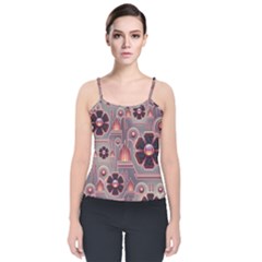 Background Floral Flower Stylised Velvet Spaghetti Strap Top