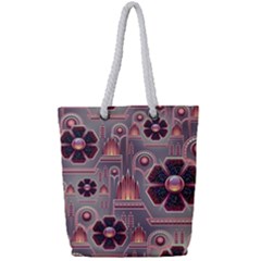 Background Floral Flower Stylised Full Print Rope Handle Tote (small)