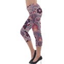 Background Floral Flower Stylised Lightweight Velour Capri Leggings  View3