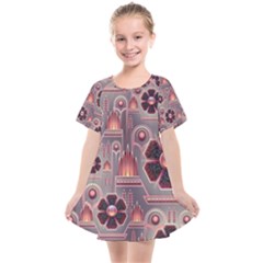 Background Floral Flower Stylised Kids  Smock Dress