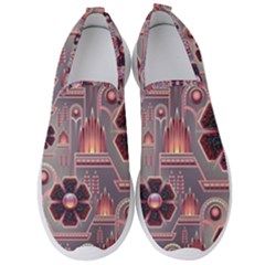 Background Floral Flower Stylised Men s Slip On Sneakers