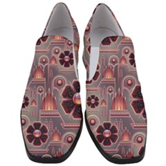 Background Floral Flower Stylised Slip On Heel Loafers by Pakrebo