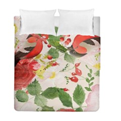 Christmas Bird Floral Berry Duvet Cover Double Side (full/ Double Size)