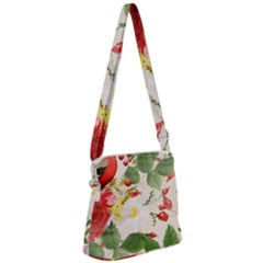 Christmas Bird Floral Berry Zipper Messenger Bag