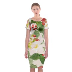 Christmas Bird Floral Berry Classic Short Sleeve Midi Dress