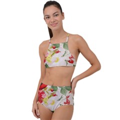 Christmas Bird Floral Berry High Waist Tankini Set by Pakrebo