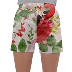 Christmas Bird Floral Berry Sleepwear Shorts