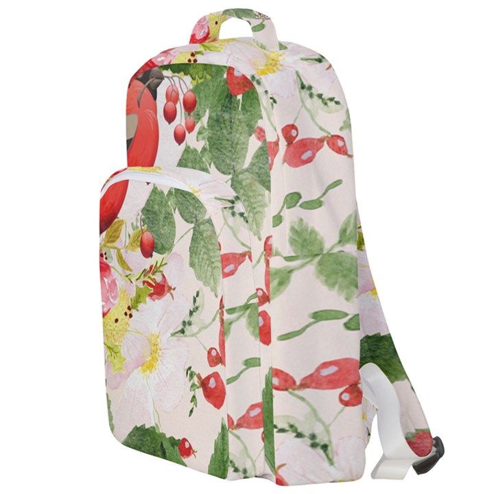 Christmas Bird Floral Berry Double Compartment Backpack