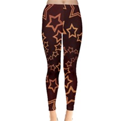 Gold Stars Spiral Chic Background Leggings  by Pakrebo