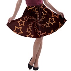 Gold Stars Spiral Chic Background A-line Skater Skirt by Pakrebo