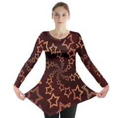 Gold Stars Spiral Chic Background Long Sleeve Tunic  by Pakrebo