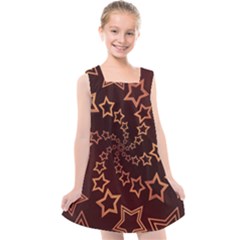 Gold Stars Spiral Chic Background Kids  Cross Back Dress