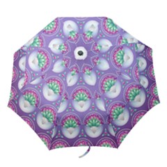 Background Floral Pattern Purple Folding Umbrellas