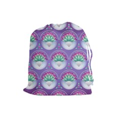 Background Floral Pattern Purple Drawstring Pouch (large)