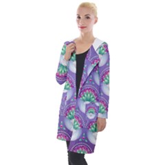 Background Floral Pattern Purple Hooded Pocket Cardigan