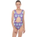 Background Floral Pattern Purple Center Cut Out Swimsuit View1