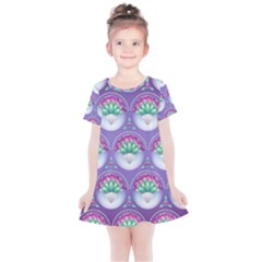 Background Floral Pattern Purple Kids  Simple Cotton Dress