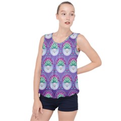 Background Floral Pattern Purple Bubble Hem Chiffon Tank Top