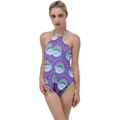 Background Floral Pattern Purple Go With The Flow One Piece Swimsuit