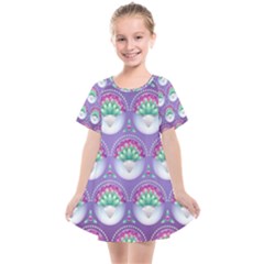 Background Floral Pattern Purple Kids  Smock Dress