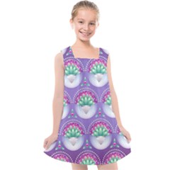 Background Floral Pattern Purple Kids  Cross Back Dress