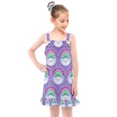 Background Floral Pattern Purple Kids  Overall Dress