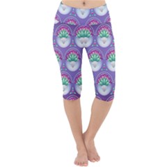 Background Floral Pattern Purple Lightweight Velour Cropped Yoga Leggings