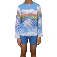 Rainbow Clouds Intimacy Intimate Kids  Long Sleeve Swimwear by Pakrebo