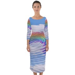 Rainbow Clouds Intimacy Intimate Quarter Sleeve Midi Bodycon Dress by Pakrebo