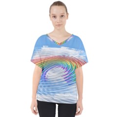 Rainbow Clouds Intimacy Intimate V-neck Dolman Drape Top by Pakrebo