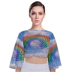 Rainbow Clouds Intimacy Intimate Tie Back Butterfly Sleeve Chiffon Top by Pakrebo