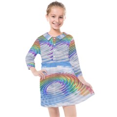 Rainbow Clouds Intimacy Intimate Kids  Quarter Sleeve Shirt Dress