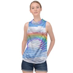 Rainbow Clouds Intimacy Intimate High Neck Satin Top