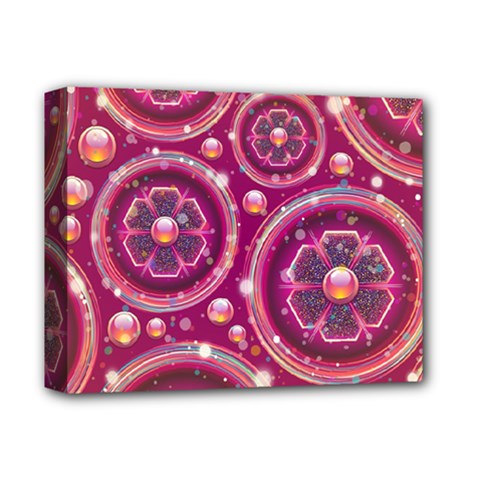 Abstract Background Floral Glossy Deluxe Canvas 14  X 11  (stretched) by Pakrebo