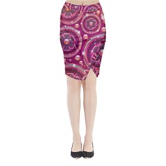 Abstract Background Floral Glossy Midi Wrap Pencil Skirt by Pakrebo