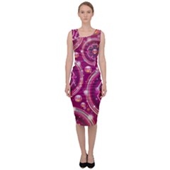 Abstract Background Floral Glossy Sleeveless Pencil Dress