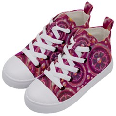 Abstract Background Floral Glossy Kids  Mid-top Canvas Sneakers